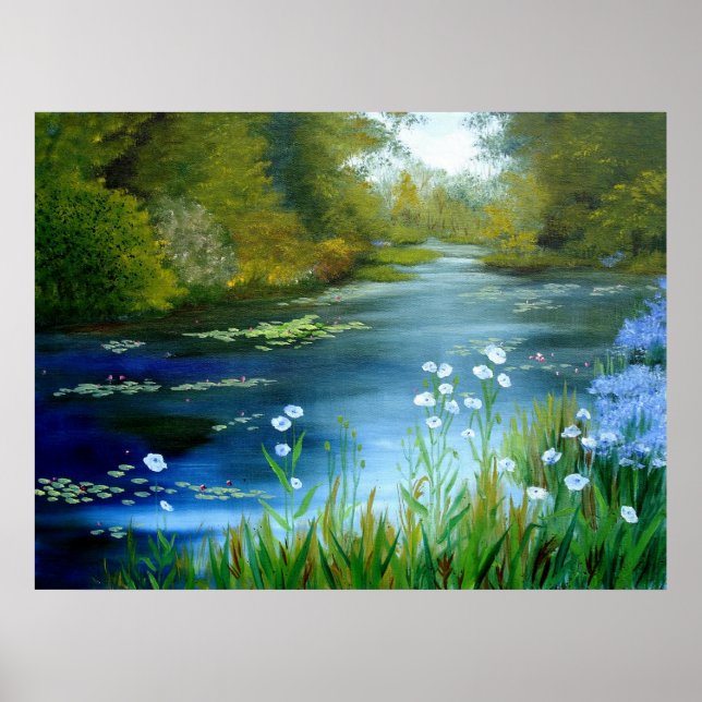 Blue Poppies Print Poster (Vorne)