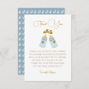 Blue Poppin Flaschen Boy Baby Dusche Dankeskarte