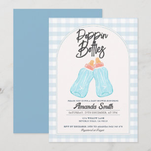 Blue Poppin Flaschen Kinderdusche Einladung