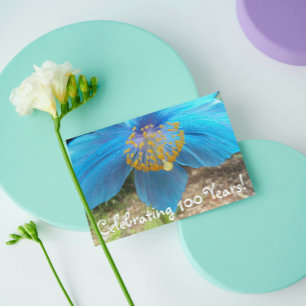 Blue Poppy 100 Jahre Blumengeburt Karte