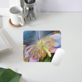 Blue Poppy Bloom Floral Mousepad