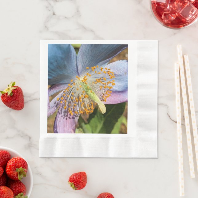 Blue Poppy Bloom Floral Serviette (Beispiel)