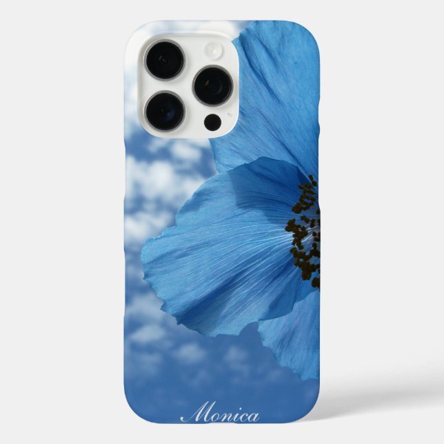 BLUE POPPY Blume Blue Sky mit Namen Case-Mate iPhone Hülle (Rückseite)