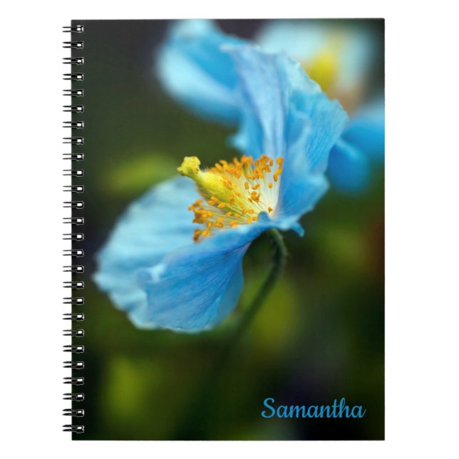 Blue Poppy Blume Spiral Notebook Notizblock (Vorderseite)