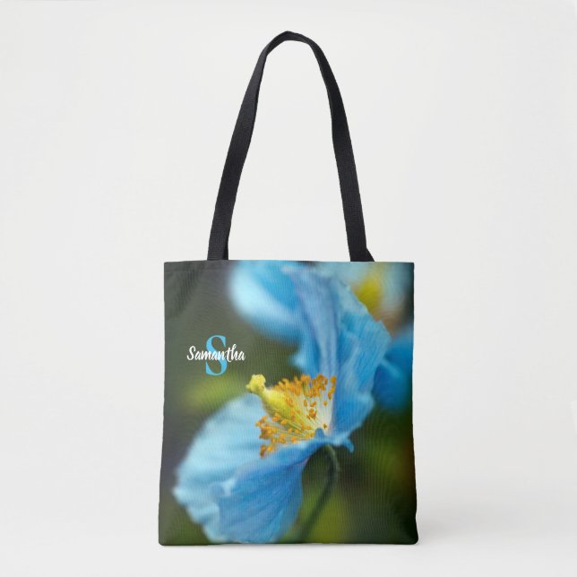 Blue Poppy Blume Tote Tasche (Vorderseite)