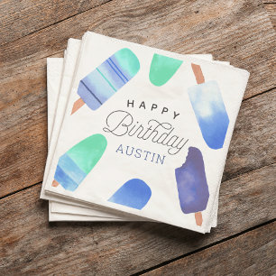 Blue Popsicle Personalisiert Kindergeburtstag Part Serviette