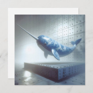 Blue Porcelain Narwhal Grußkarte Mitteilungskarte
