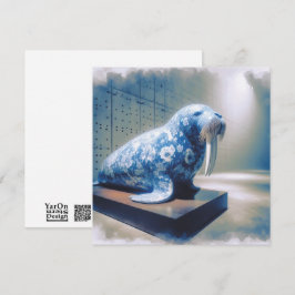 Blue Porcelain Walrus Grußkarte Mitteilungskarte