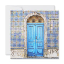 Blue Portugal Door Grußkarte