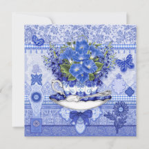 Blue Porzellan Cup und Blume Card