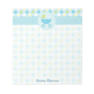 Blue Pram und Polka Dots Notepad Notizblock