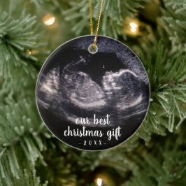 Blue Pregnancy Reveal Ultrasound Foto Weihnachten Keramik Ornament