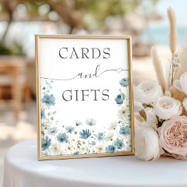 Blue Preppy Flowers Watercolor Cards And Gifts Poster