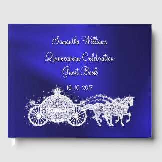 Blue Princess Coach & Horses Quinceañera Gästebuch