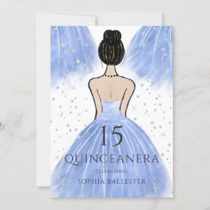 Blue Princess Dress Winter Wonderland Quinceanera Einladung