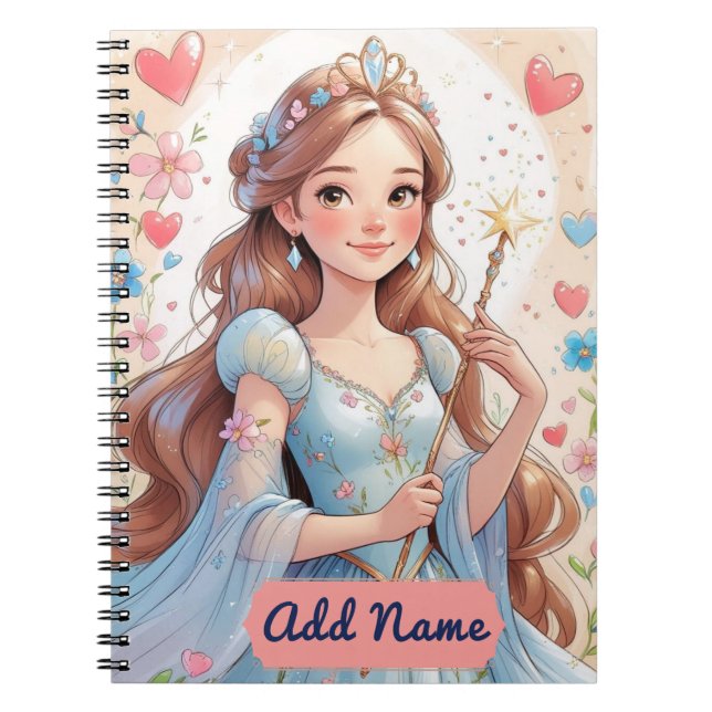 Blue Princess Notebook - Name Notizblock (Vorderseite)