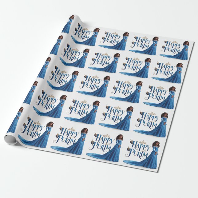 Blue Princess Purim Wrapping Paper Geschenkpapier (Ungerollt)