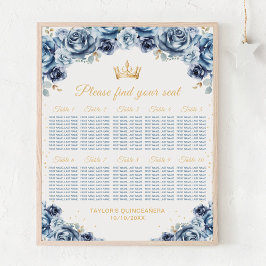 Blue Princess Quinceañera 10 Tische Sitzplan Poster