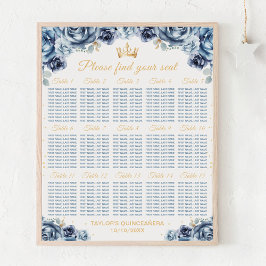 Blue Princess Quinceañera 15 Tische Sitzplan Poster