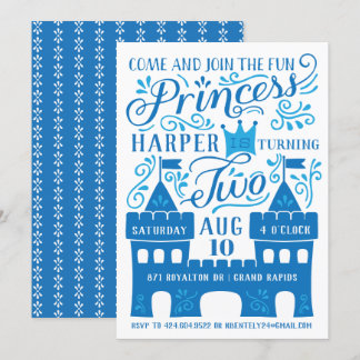 Blue Princess Winter Zweite Geburtstagsparty Einladung