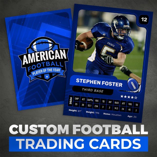 Blue Pro American Football Player Trading Card Telefonnummerkarte (Von Creator hochgeladen)