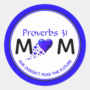 Blue Proverbs 31 Mama Christlich Runder Aufkleber