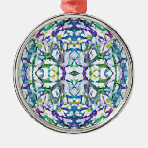 Blue Psychedelic Pattern Silbernes Ornament