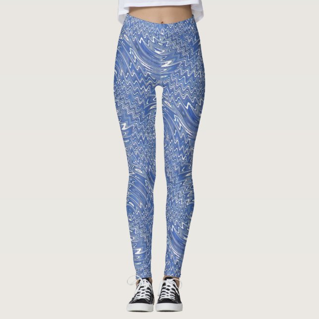 Blue Psychedelic Print Leggings (Vorderseite)