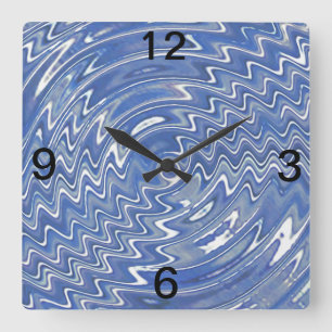 Blue Psychedelic Square Wand Clock Quadratische Wanduhr