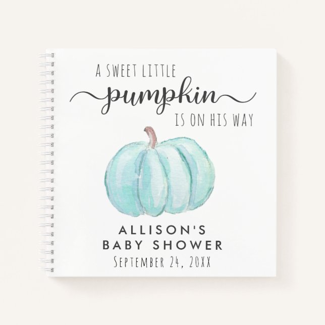 Blue Pumpkin Baby Boy Shower Gästebuch Notizbuch (Vorderseite)