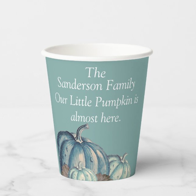 Blue Pumpkin Baby Dusche Personalisiert Pappbecher (Vorderseite)