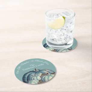 Blue Pumpkin Baby Dusche Runder Pappuntersetzer