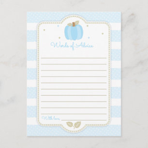 Blue Pumpkin Baby Dusche Worte des Ratschlags Postkarte