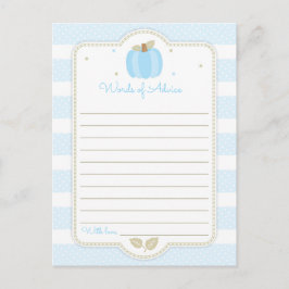 Blue Pumpkin Baby Dusche Worte des Ratschlags Postkarte