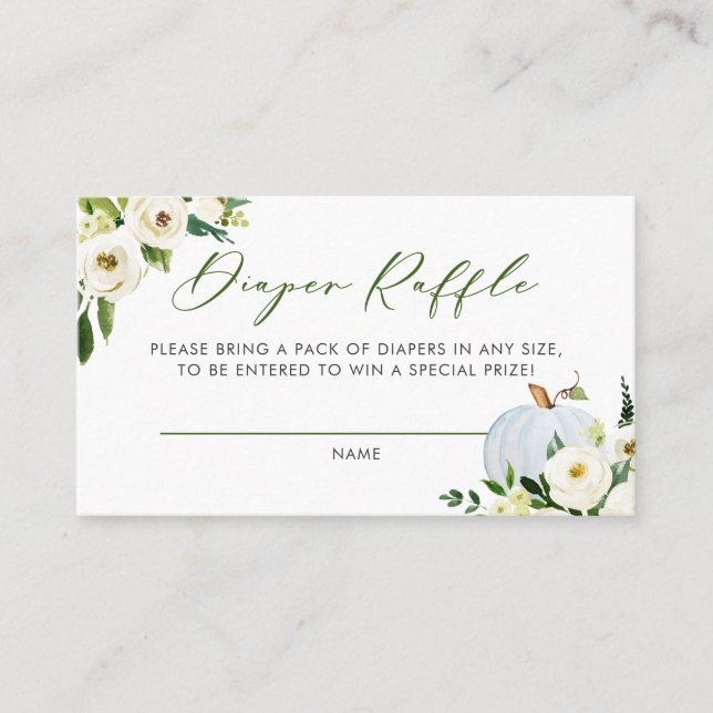 Blue Pumpkin Baby Duschkabine Windelwanne Raffle G Platzkarte (Vorderseite)