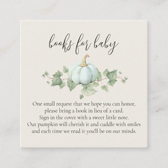 Blue Pumpkin Baby Showbücher für Babykarten Begleitkarte (Vorderseite)