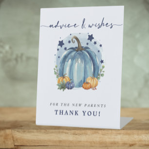 Blue Pumpkin Baby Shower Advice wünscht neue Elter Sockelschild