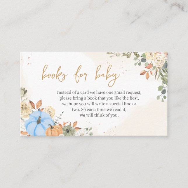 Blue Pumpkin Baby Shower Books for Baby Begleitkarte (Vorderseite)