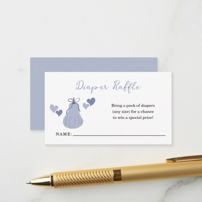 Blue Pumpkin Bow Boy Baby Dusche Windel Raffel Begleitkarte (Vorderseite/Rückseite Beispiel)