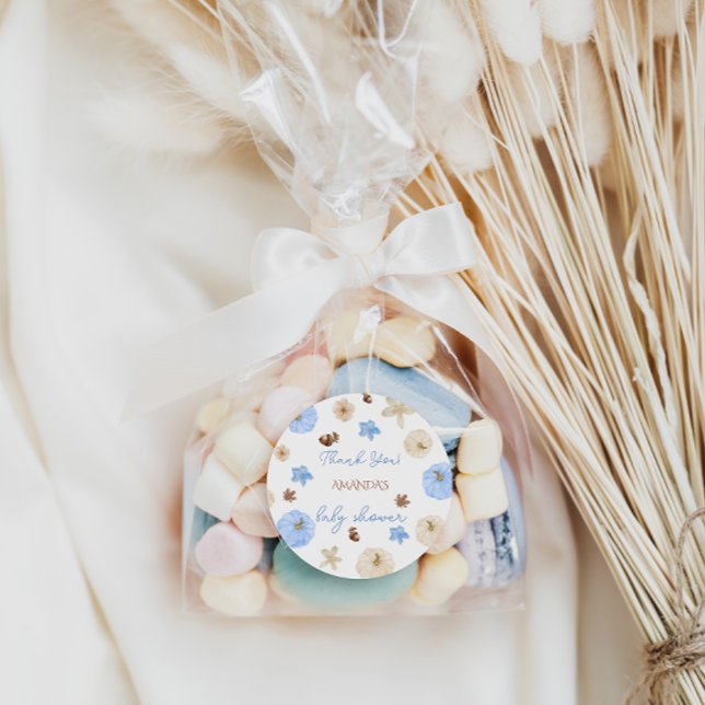 Blue Pumpkin Boy Baby Dusche Vielen Dank Runder Aufkleber (Von Creator hochgeladen)