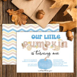 Blue Pumpkin Boy Erster Geburtstag Einladung