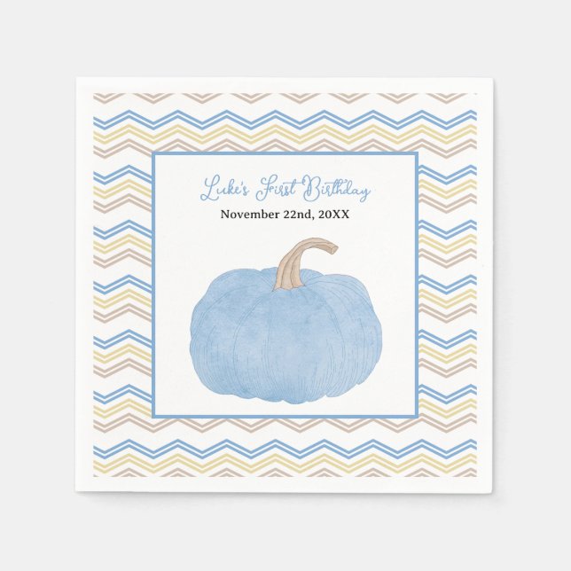 Blue Pumpkin Erster Geburtstag Napkins Serviette (Vorderseite)