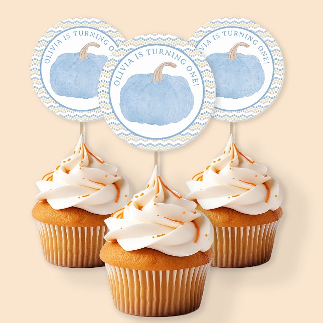 Blue Pumpkin Erstgeburtstag Stickers (Blue Pumpkin Birthday Party Favor)