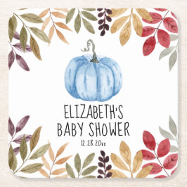 Blue Pumpkin Fall Baby Dusche Rechteckiger Pappuntersetzer