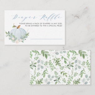 Blue Pumpkin Fall Babydusche Windeln Raffle Game Begleitkarte