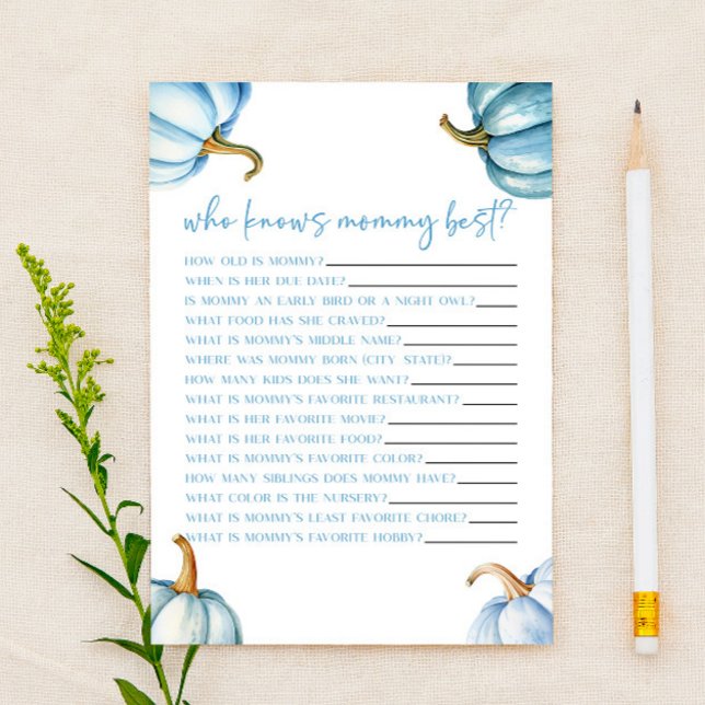 Blue Pumpkin Fall, der Mommy Baby Shower Game kenn (Von Creator hochgeladen)