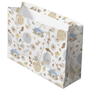 Blue Pumpkin Fall Floral Geschenktasche Große Geschenktüte
