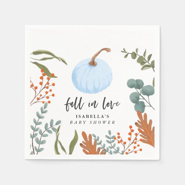 Blue Pumpkin Fall in Liebe Babydusche Serviette (Vorderseite)