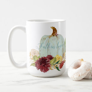 Blue Pumpkin Fall Liebe Skript Typografie Floral Kaffeetasse