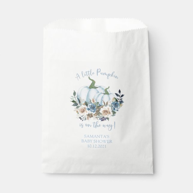 Blue Pumpkin Floral Baby Shower Favor Bag Geschenktütchen (Vorderseite)